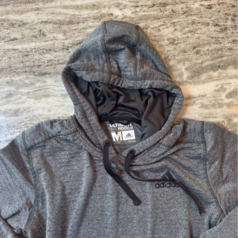 Adidas Pullover Hoodie Grey/Black Medium - Picture 3 of 3
